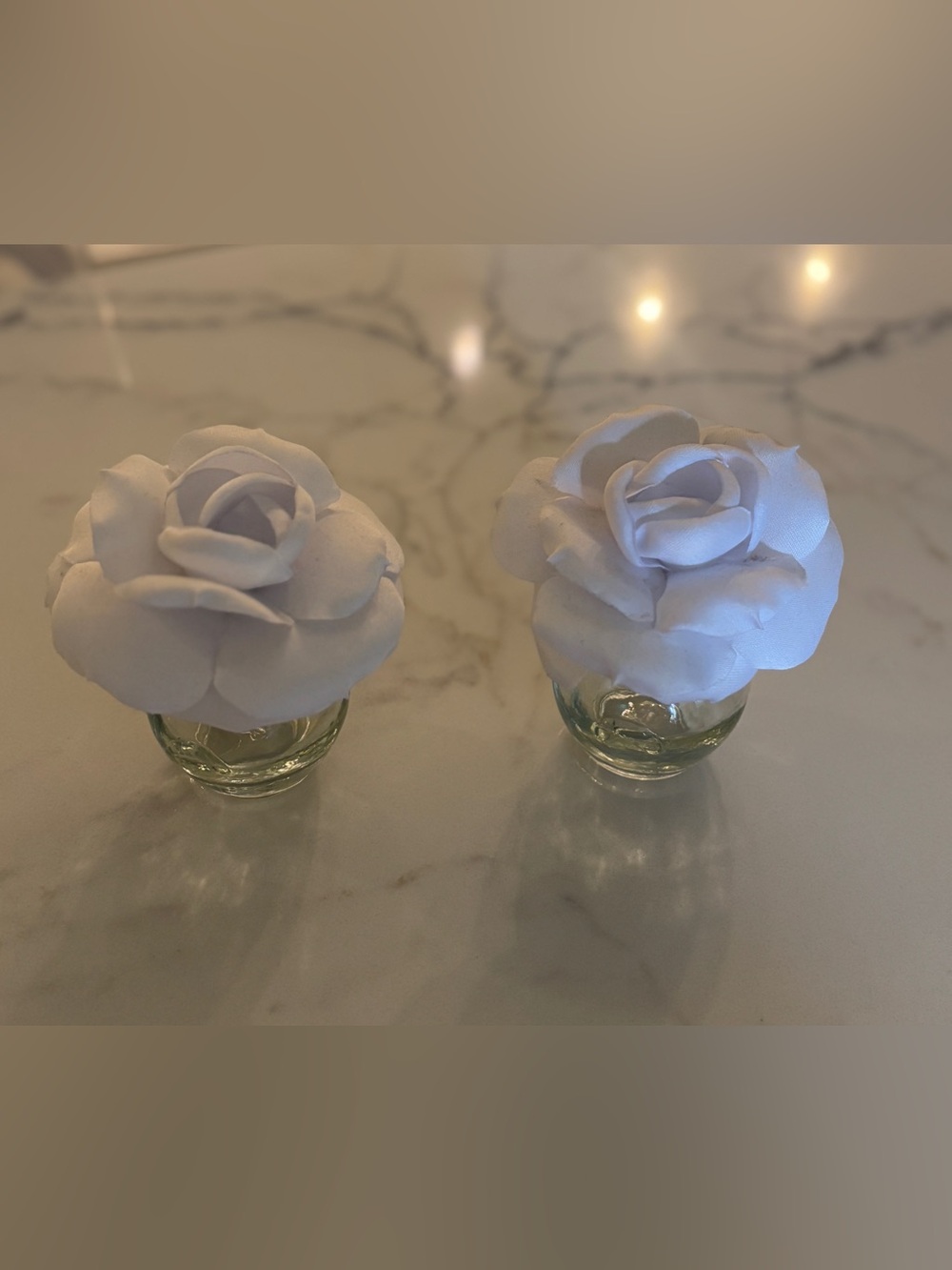 Vintage White Decorative Rose Flower Accent in Glass Vase - Home Accents